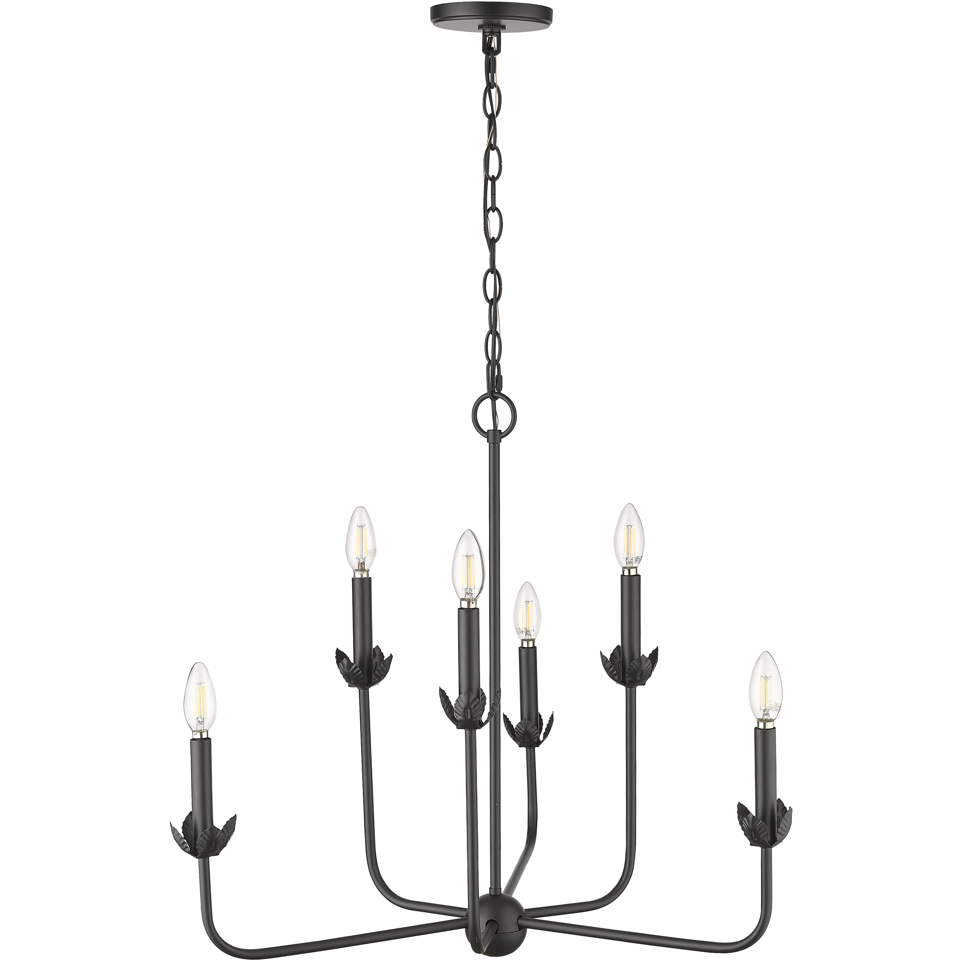 Freesia 6 Light 28 inch Matte Black Chandelier Ceiling Light